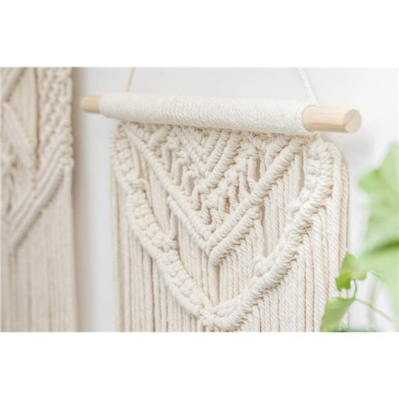 2 Pcs Macrame Wall Hanging Boho Wall Decor Home Chic Decoration Wall Pediments - Picture 3 of 6
